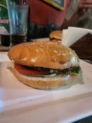 Lentil burger  at Bananas in Mancora