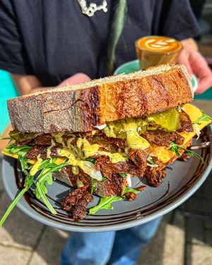 Pan-fried ‘salt-beef’ on freshly baked sourdough  at FRÂN Las in Llanberis