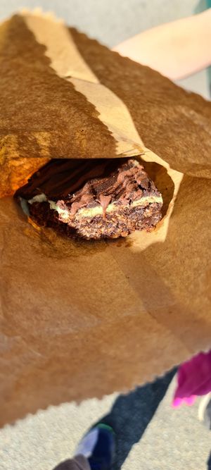 Mint Choc square (with a nibble taken out of it!) at FRÂN Las in Llanberis