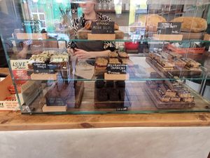 Cakes and Pastries Display at FRÂN Las in Llanberis