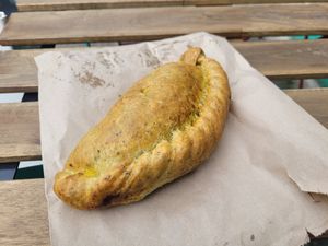 Curried Cauliflower, Chickpea and Onion Bhaji Pasty at FRÂN Las in Llanberis