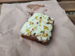Carrot Cake with Pistachio at FRÂN Las in Llanberis
