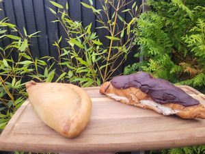Cornish Pasty and Boston Cream Crossaint at FRÂN Las in Llanberis