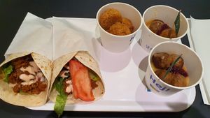 Plant based kebab, karaage, plant based meat balls at IKEA - Harajuku in Tokyo