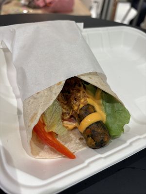 vegan veggie dog wrap with vegan cheese !!!  at IKEA - Harajuku in Tokyo