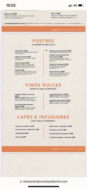 Postres  at Pizzeria Acebuche in Vejer De La Frontera