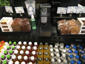 Cashier/juices/water/pastries at NuLeaf - Hell's Kitchen in New York City