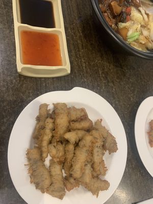 Crispy ‘chicken’ - not fantastic but pretty good  at Karma Tea House in Wollongong