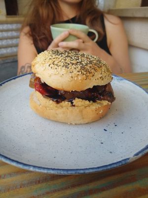 The vegan bagel at Pom Pom Bagels in Lagos