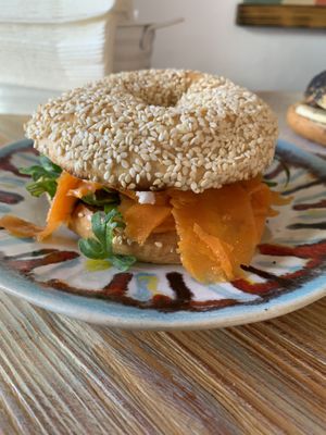 Delicious 🤤   at Pom Pom Bagels in Lagos