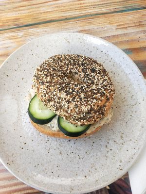  at Pom Pom Bagels in Lagos