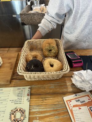 Choose a bagel  at Pom Pom Bagels in Lagos