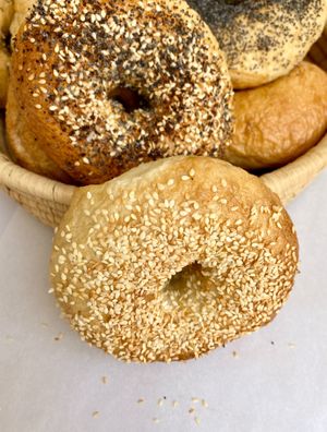  at Pom Pom Bagels in Lagos