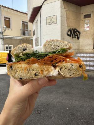 Plant-Powered Salmon Bagel  at Pom Pom Bagels in Lagos