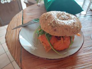  at Pom Pom Bagels in Lagos