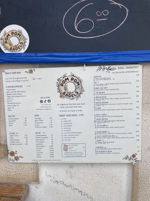 menu as of March 2024  at Pom Pom Bagels in Lagos