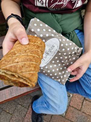 Vegan sausage roll at The Tuck Box in Lynmouth