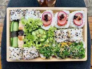 Creative Sushi lunch tray  at Yumii in Luxembourg City
