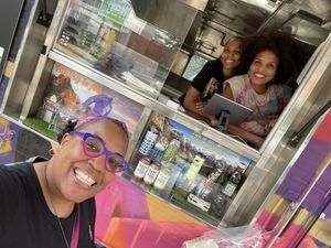 Lovely ladies at the food truck  at Community Vegan in Austin