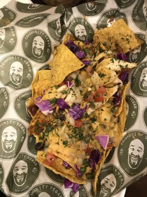 Nachos!!!! Also good with their money mustard 😛  at Community Vegan in Austin