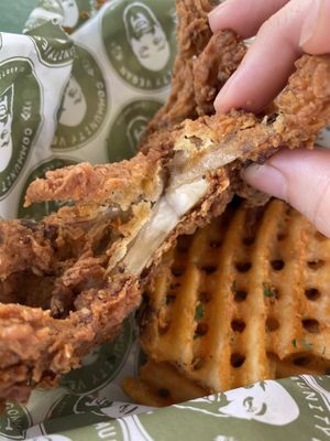 Inside of fried chickn   at Community Vegan in Austin