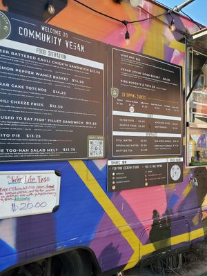 Menu at Community Vegan in Austin