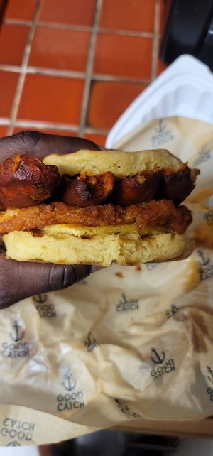 This sandwich is some pressure!! at Community Vegan in Austin