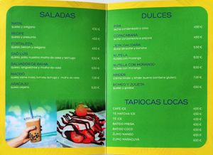 Carta de tapiocas #Veganuary at Sensaciones Carpe Diem in Ferrol