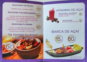 Carta de açai  #Veganuary at Sensaciones Carpe Diem in Ferrol