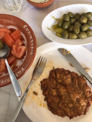 chickpea pancake   at Katholiki Restaurant in Rhodes