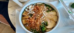 Vegan Pho with crispy garlic and crispy scallions as a topping! at Nine Five Pho in Pembroke Pines
