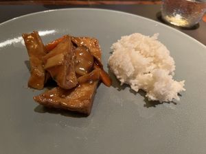 Homemade tofu with white ricee  at Palais de Chine in Saeul