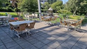 large outdoor seating at Restaurant Troisvierges in Troisvierges