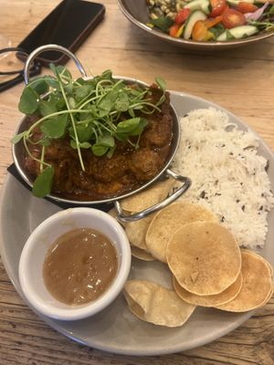 Vegan 'shicken' curry  at Prince Llewelyn Hotel in Beddgelert