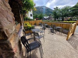 Prince Llewelyn Hotel Outside Seating (Mountain Views) at Prince Llewelyn Hotel in Beddgelert