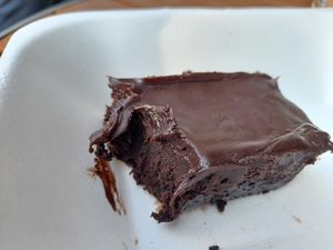 Fudgy glutenfree vegan brownie at The Real Coffee Stop in Beddgelert