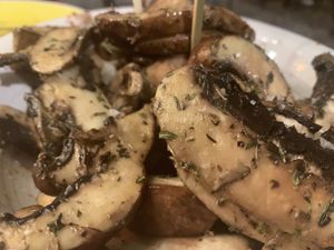 Sautéed portobello mushrooms  at La Garrina Natural Wine Bar in Girona