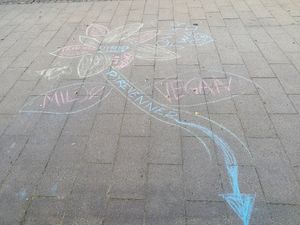 Crayon art at Caféteket in Slagelse