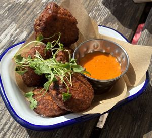 Vegan fritters  at Cafe On The Green in Widecombe In The Moor