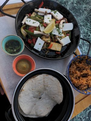 Fajita with Tofu and vegan cheese at Majestic in Crete