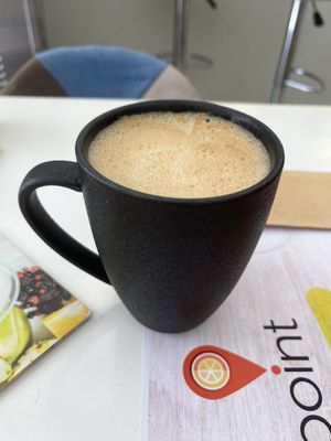 Decaf oat latte  at Juicy Point in Naxos