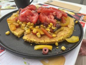 Vegan omelette  at Juicy Point in Naxos
