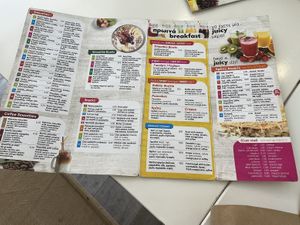 Menu with more on back  at Juicy Point in Naxos