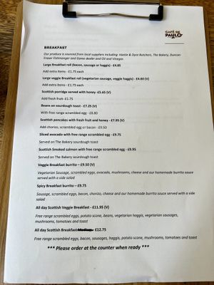 Breakfast menu (sep 23)   at Café de Paulo in Inverness