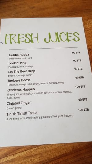 Fresh juices at Guac On in Addis Ababa