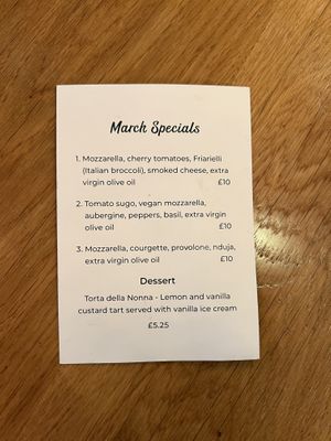 March Specials Menu  at Salerno Pizza in Edinburgh