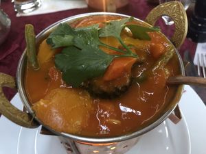 Mango mixed vegetables: Gemüse in Mango-Cashew-Soße / vegetables with mango-cashew-sauce  at Restaurant India in Weimar