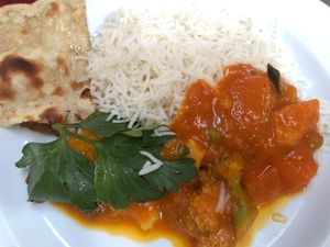 Mango mixed vegetables mit Reis und Vegan Chapati / with rice and vegan Chapati  at Restaurant India in Weimar