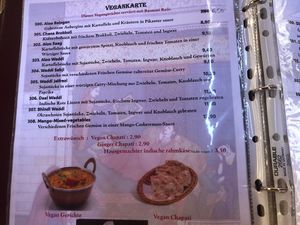 Vegane Hauptgerichte / vegan menu main dishes   at Restaurant India in Weimar