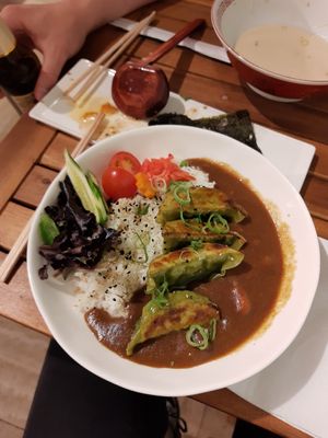 Vegan rice curry gyozo at K.O.I Kanpai in Breda